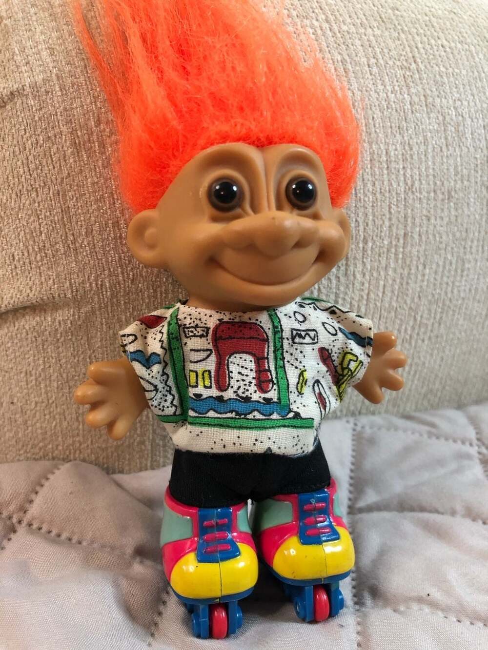 Vintage Russ Troll Doll Rollerblade Skater with Orange Hair